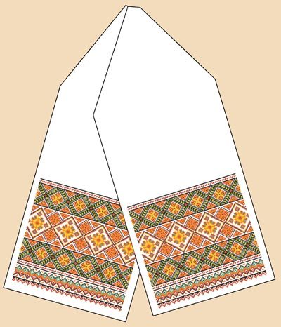 Свадебный льняной рушник под каравай с русской вышивкой