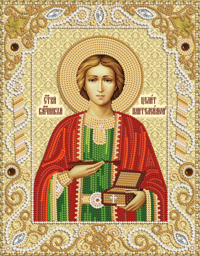 СБИ-1004 Икона великомученика и целителя Пантелеймона. Схема для вышивания бисером